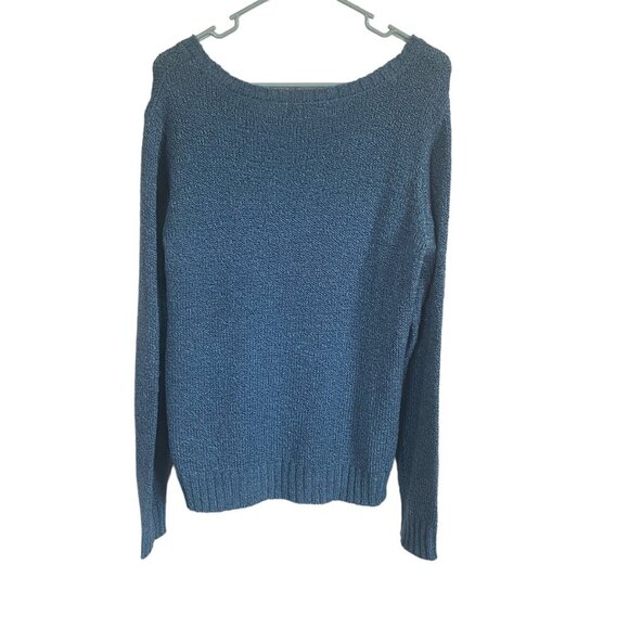 Carolyn Taylor women's large pullover blue long sleeve scoop neck sweater top - Picture 6 of 10